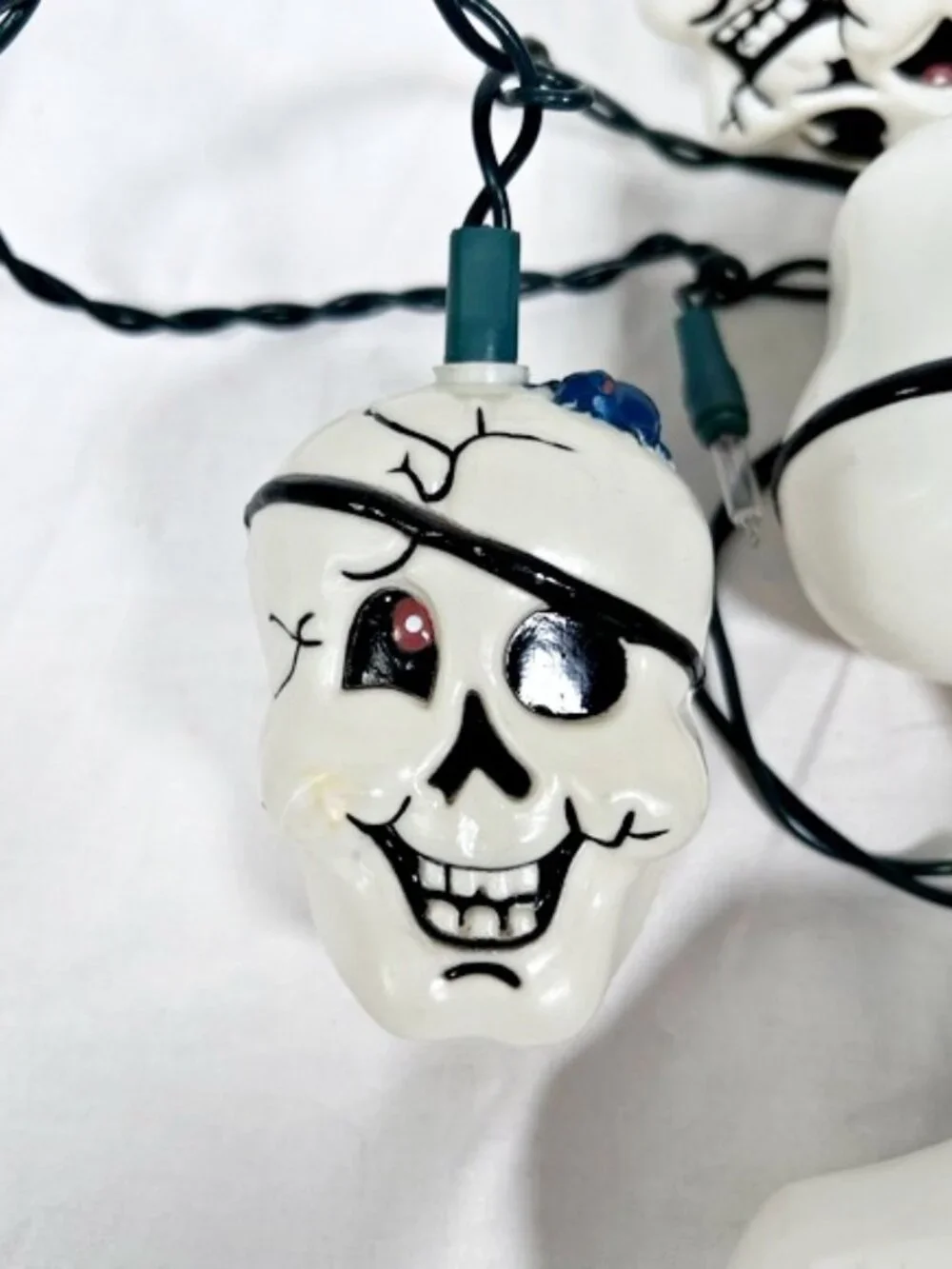 Vintage Pirate Skull Skeleton Blow Mold Halloween String Lights